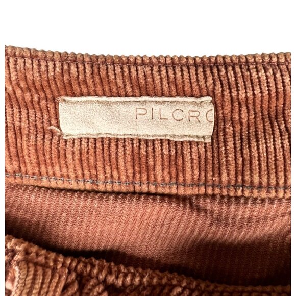 Anthropologie Pilcro The Yaya Rust Orange Corduroy Crop Flared Pants Size 26 - Picture 8 of 16